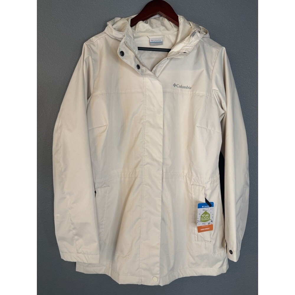 Columbia Sapphire Point EXS Hooded Jacket Womens L Chalk Ivory Omni Shield NWT